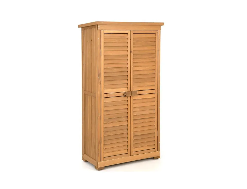 Outdoor Wooden Garden Tool Storage Cabinet