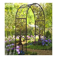 Metal Arched Garden Arbor with Tree of Life Design