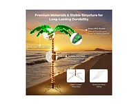 5 Feet Led Pre-lit Palm Tree Decor with Light Rope - Green