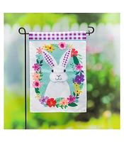 Evergreen Gingham Bunny Garden Applique Flag 12.5 x 18 Inches Indoor Outdoor Decor