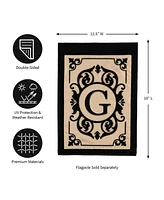 Evergreen Flag Cambridge Chic Letter G Monogram Applique Garden Flag - 12.5" Wide x 18" High