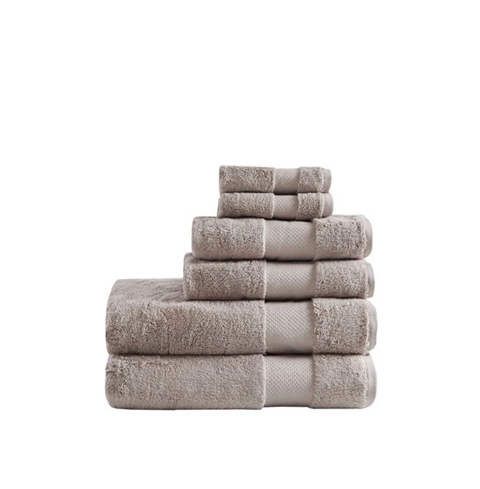 Home Outfitters 100% Cotton 6pcs Bath Towel Set , Absorbent, Bathroom Spa Towel, Transitional