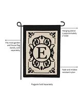 Evergreen Flag Cambridge Chic Letter E Monogram Applique Garden Flag - 12.5" Wide x 18" High