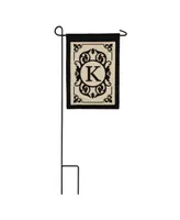 Evergreen Flag Cambridge Chic Letter K Monogram Applique Garden Flag - 12.5" Wide x 18" High