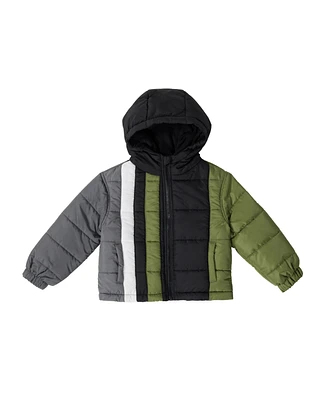 Bearpaw Big Boys Colorblock Fleece Lined Puffer Coat with Hood