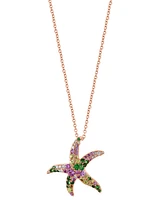 Effy Multi-Gemstone (3/4 ct. t.w.) & Diamond (1/10 ct. t.w.) Starfish 18" Pendant Necklace in 14k Rose Gold