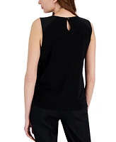 Kasper Women's Pleat-Neck Sleeveless Top