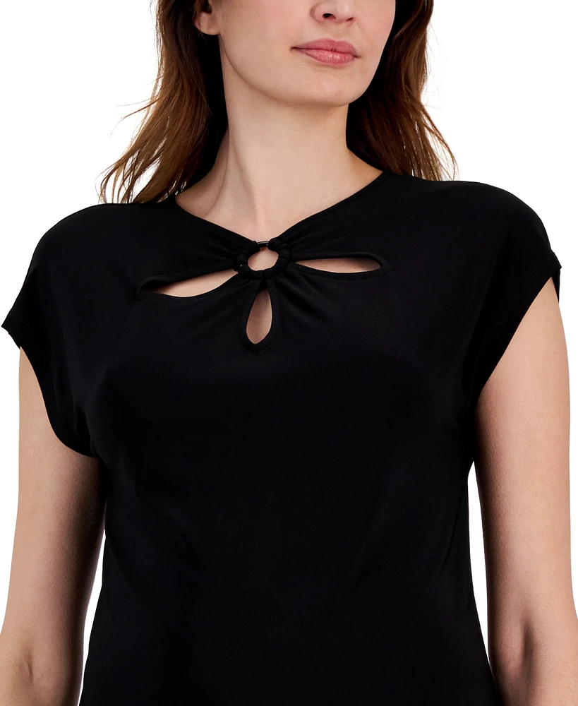 Kasper Women's Cutout-Neck Short-Sleeve Top