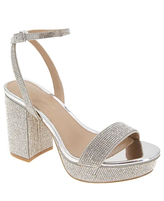 BCBGeneration Women's Pristal Rhinestone Platform Buckle Dress Sandals