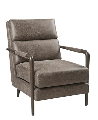 Madison Park Gavin 28.5" Faux Leather Channel Accent Armchair