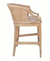 Martha Stewart Playa 23" Handcrafted Rattan Solid Wood Counter Stool