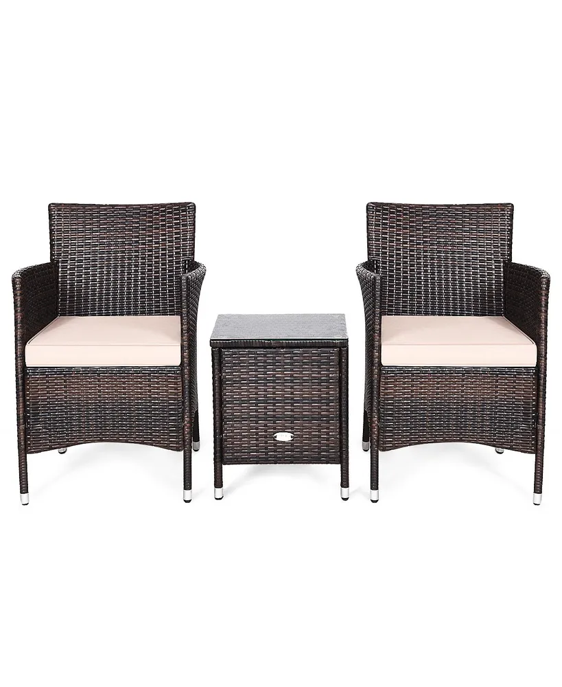 3 Pcs Outdoor Rattan Wicker Furniture Set