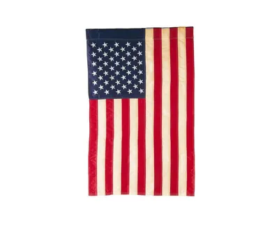 Evergreen Patriotic American Flag Tea Stained Garden Applique Flag 12.5 x 18 Inches Indoor Outdoor Decor