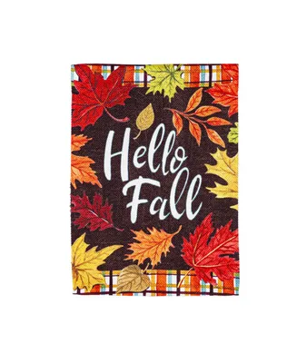 Evergreen Plaid Hello Fall Garden Textured Suede Garden Suede Flag 12.5 x 18 Inches Indoor Outdoor Decor