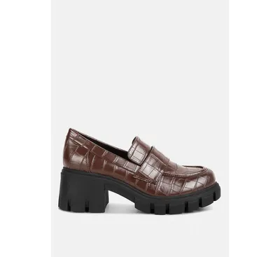 Women Benz chunky block heel loafers