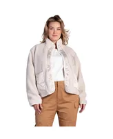 Women's Plus Embroidered Dog Patch Pocket Sherpa Jacket