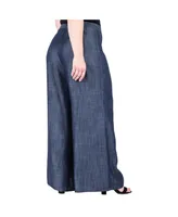 Women's Plus Size Tencel Side Seam Ruffle Palazzo Pants