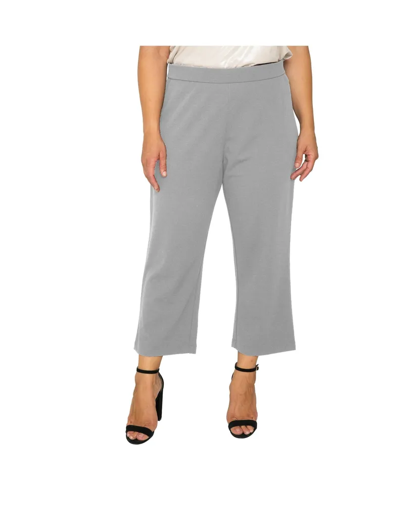 Women's Plus High Waist Stretch Crepe Crop Pants