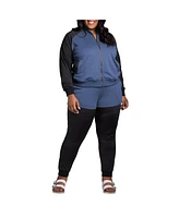 Women's Plus Curvy Fit Zip Up Contrast Blocked Sweatshirt Jacket