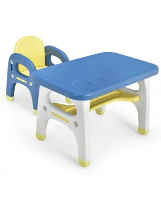 Kids Activity Table and Chair Set with Montessori Toys for Preschool and Kindergarten-Blue