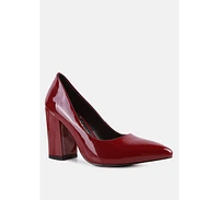 Kamira Patent Faux Leather Block Heel Pumps