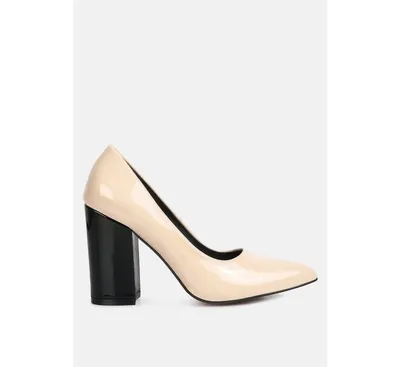 Kamira Patent Faux Leather Block Heel Pumps
