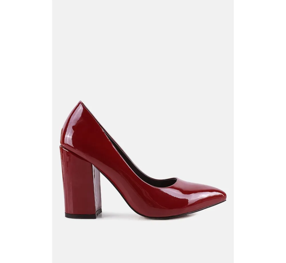 Kamira Patent Faux Leather Block Heel Pumps