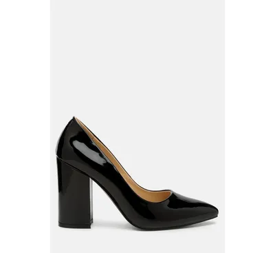 Kamira Patent Faux Leather Block Heel Pumps