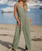 Women's V-Neck Bow Tie Backless Jumpsuit