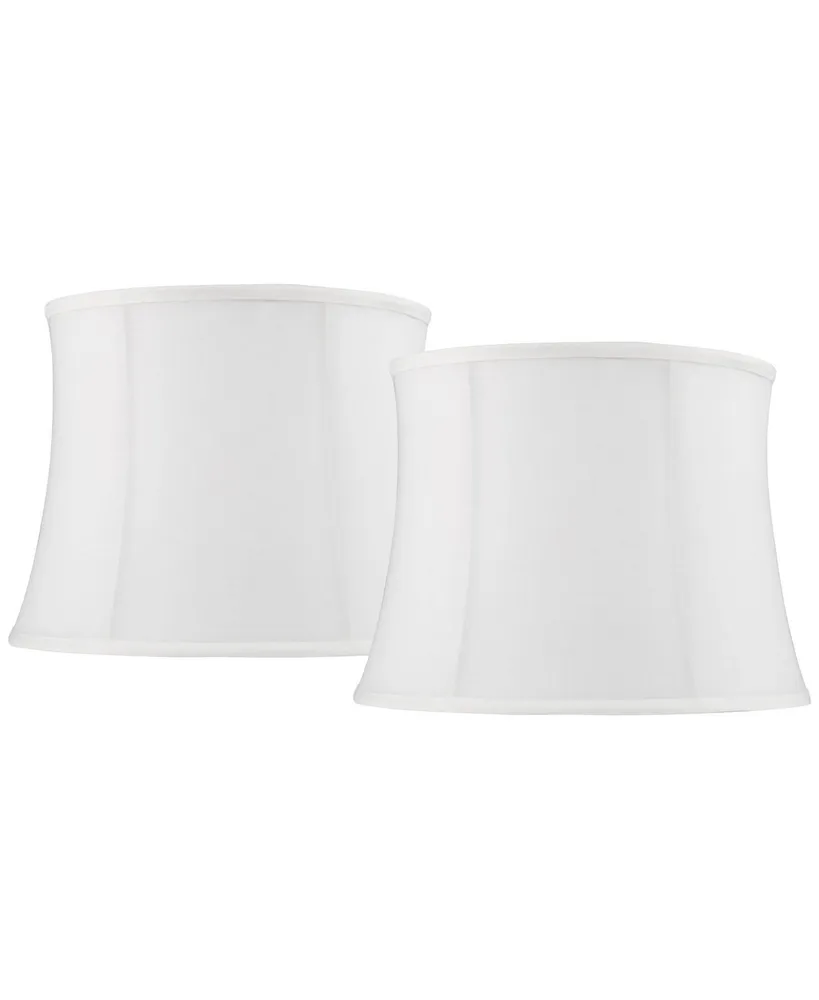 Set of 2 Softback Drum Lamp Shades White Cream Medium 11.5" Top x 13.5" Bottom x 10" High Spider with Replacement Harp and Finial Fitting