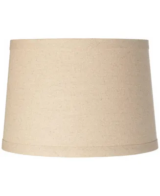 Burlap Medium Drum Lamp Shade 14" Top x 16" Bottom x 11" High (Spider) Replacement with Harp and Finial - Spring crest