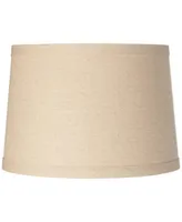 Burlap Medium Drum Lamp Shade 14" Top x 16" Bottom x 11" High (Spider) Replacement with Harp and Finial - Spring crest