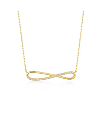 14k Gold Plated with Cubic Zirconia Infinity Symbol Ribbon Pendant Necklace in Sterling Silver