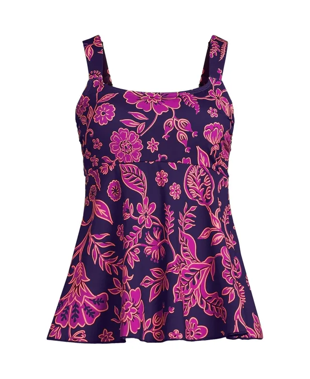 Lands' End Women's Plus Mastectomy Square Neck Tankini Swimsuit