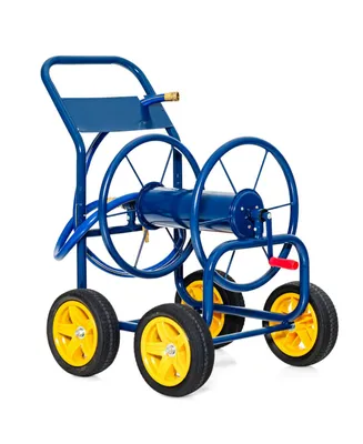 Slickblue Garden Water Hose Reel Cart with 4 Wheels and Non-slip Grip