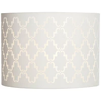 Quatrefoil Laser Cut Pattern Medium Lamp Shade 14" Top x 14" Bottom x 10" High (Spider) Replacement with Harp and Finial - Spring crest