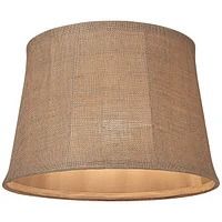 Natural Burlap Medium Drum Lamp Shade 13" Top x 16" Bottom x 11" Slant x 10.75" High (Spider) Replacement with Harp and Finial - Springcrest
