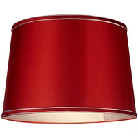 Sydnee Satin Red Medium Drum Lamp Shade 14" Top x 16" Bottom x 11" Slant x 11" High (Spider) Replacement with Harp and Finial - Spring crest