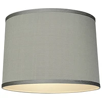 Platinum Gray Medium Dupioni Silk Lamp Shade 13" Top x 14" Bottom x 10" Slant x 10" High (Spider) Replacement with Harp and Finial - Spring crest