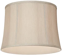 Set of 2 Softback Drum Lamp Shades Taupe Medium 14" Top x 16" Bottom x 12" Slant x 12" High Spider with Replacement Harp and Finial Fitting