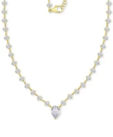 Cubic Zirconia Fancy 20" Statement Necklace in 14k Gold-Plated Sterling Silver