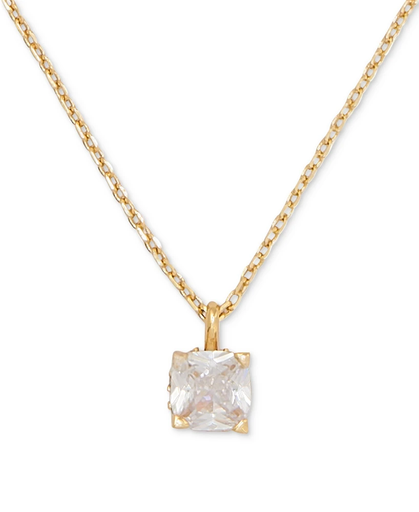 Kate Spade New York Little Luxuries Gold-Tone Pave & Crystal Square Pendant Necklace, 16" + 3" extender