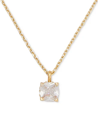 Kate Spade New York Little Luxuries Gold-Tone Pave & Crystal Square Pendant Necklace, 16" + 3" extender