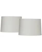 Set of 2 Drum Lamp Shades Ivory Medium 15" Top x 16" Bottom x 11" Slant x 11" High Spider with Replacement Harp and Finial Fitting - Springcrest