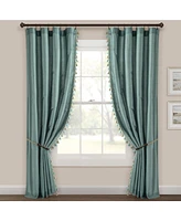 Luxury Regency Faux Silk Two Tone Tassel Window Curtain Panels