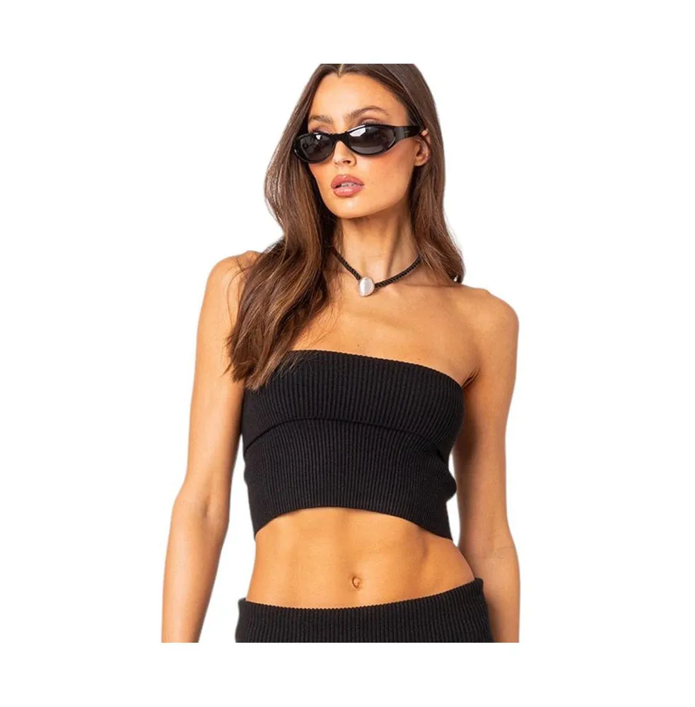 Women's Desiree Fold Over Knit Tube Top