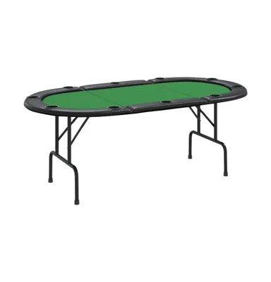10-Player Folding Poker Table Green 81.1"x41.7"x29.5"