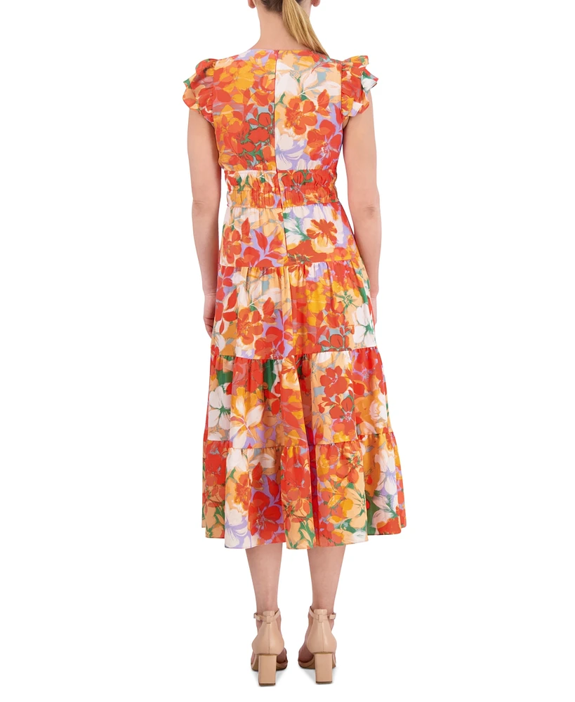 Vince Camuto Women's Floral-Print Tiered Midi Dress