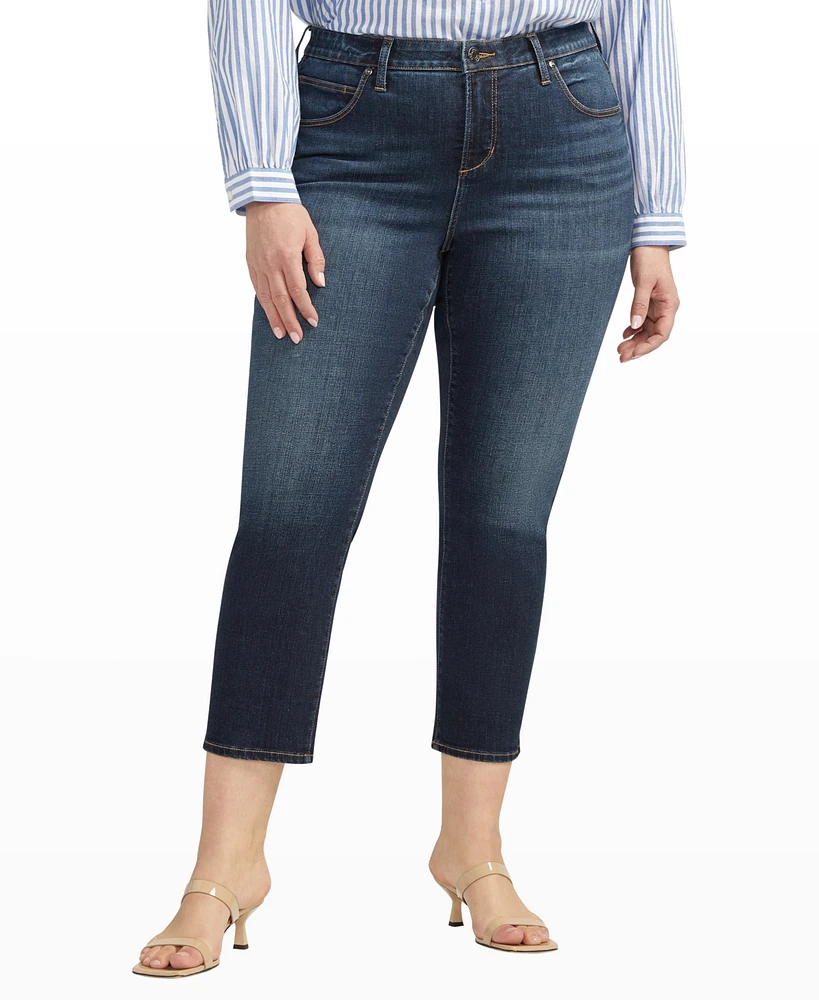 Jag Plus Size Ruby Mid Rise Straight Cropped Jeans