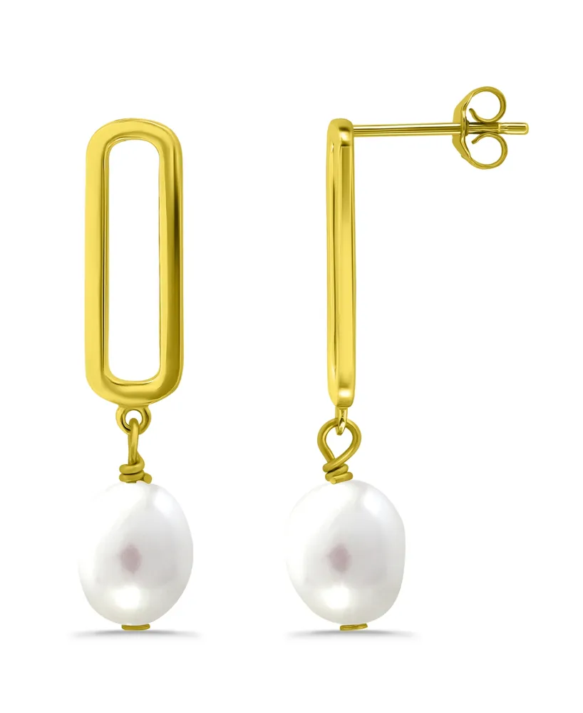 Macy's White Cultured Pearl Paperclip Drop Earring